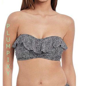 Freya Run Wild Retro Frill Padded Bandeau Top Black 30E New with Tags